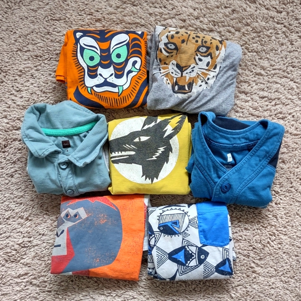 Lot of 7 size 8 short sleeve t-shirts Tea Collection